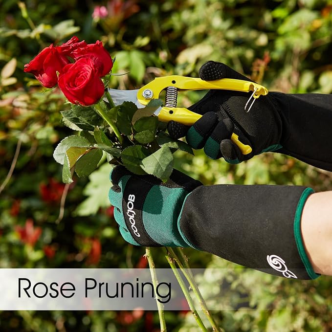 COOLJOB Thorn Proof Rose Pruning Garden Gloves for Men, Long Sleeve Padded Yard Work for Bush, Blackberry, Cactus, Heavy Duty/Puncture Resistant/Machine Washable, Xlarge, Green | Heavy Duty Puncture Resistant Gardening Gloves, Breathable Padded Yard Wo...