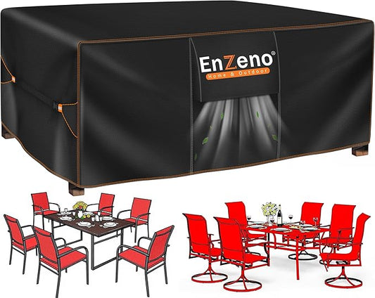 Enzeno Patio Furniture Set Cover Waterproof, Outdoor Dining Coffee Table Chair Covers Rectangular, Heavy Duty Outside Weatherproof Sectional Set Covers for Protection 72" L x 36" W x 28" H
