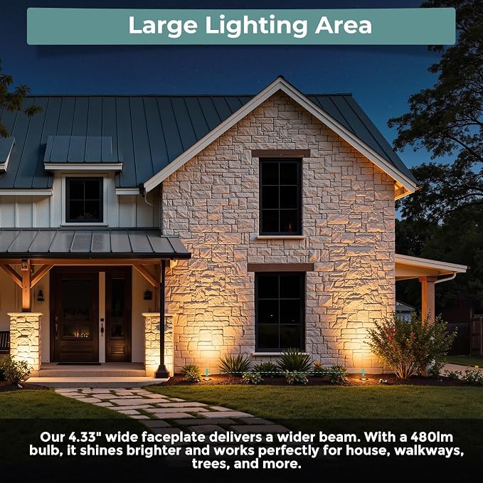 Low Voltage Landscape LED Well Lights, 12V in Ground Lights Outdoor IP67 Waterproof, 5" Tall Wired Landscape Up Lighting, Included Replaceable 5W 2700K MR16 Bulb Dimmable, 6 Pack