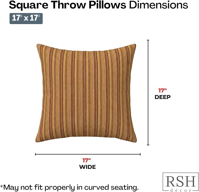 RSH DECOR: Sunbrella Square Throw Pillows Set of 4 | 17" x 17" | Water and Fade-Resistant Performance Fabric | Outdoor Pillow Covers with Down-Alternative Inserts | Made in USA (Limelite Teak)
