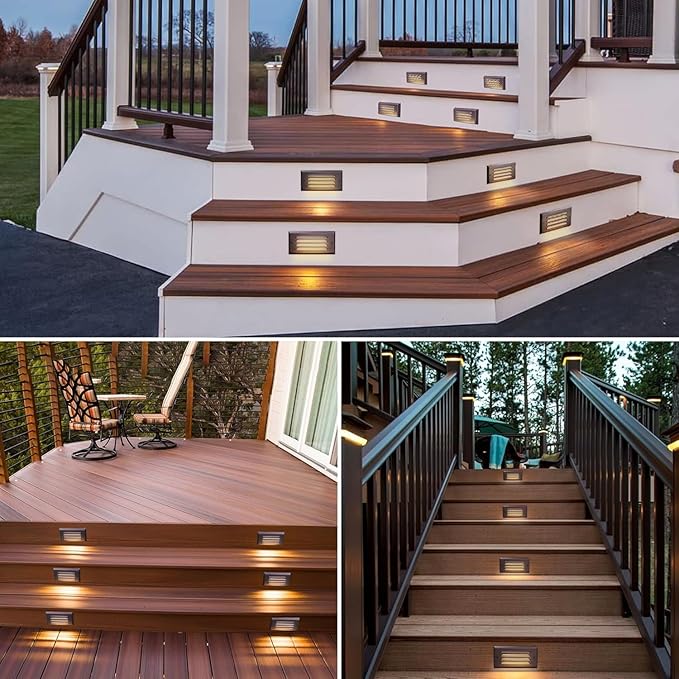 Diodesy- Step Cover Horizontal Louvered Face Plate Surface Mount Wallplate Brushed Nickel Finish Indoor/Outdoor Use for Decks Pathway Yard Stairs Fences Walkways and Balcony Areas (Cover Plate Only)