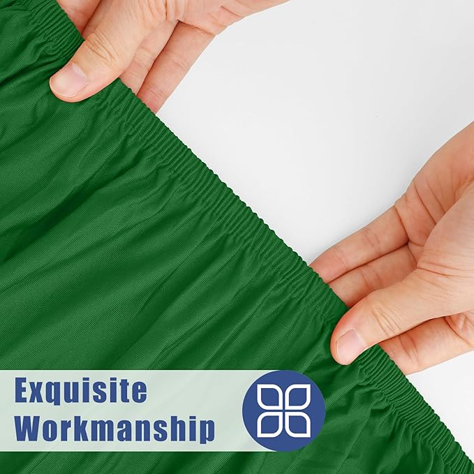 Moosfor Spandex 5 Foot Rectangle Table Cloth 2 Pack, Elastic Fitted Tablecloths for Picnic, Stretch Washable Patio Table Cover for Outdoor, Camping, Banquet and Parties (Emerald Green, 30"x60")