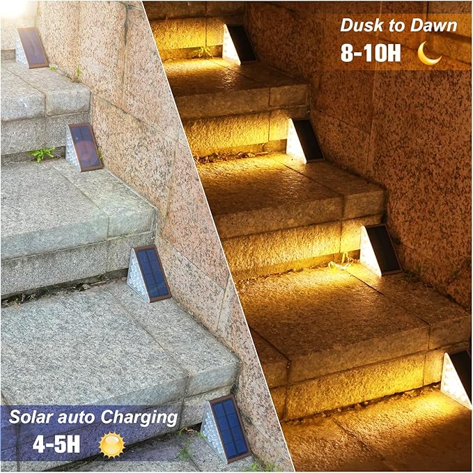 VOLISUN Solar Step Lights Outdoor Waterproof, LED Outdoor Stair Lights, Solar Step Light for Outside, Deck Light Decor for Stair,Front Porch and Patio(Brown,12 Pack)