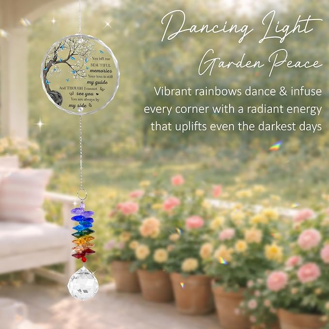 Memorial Suncatcher Ornament Sympathy Gift for Loss of Loved One - Crystal Rainbow Maker - Bereavement Keepsake - Hanging Crystal Decor - Loss of Family Friend Pet