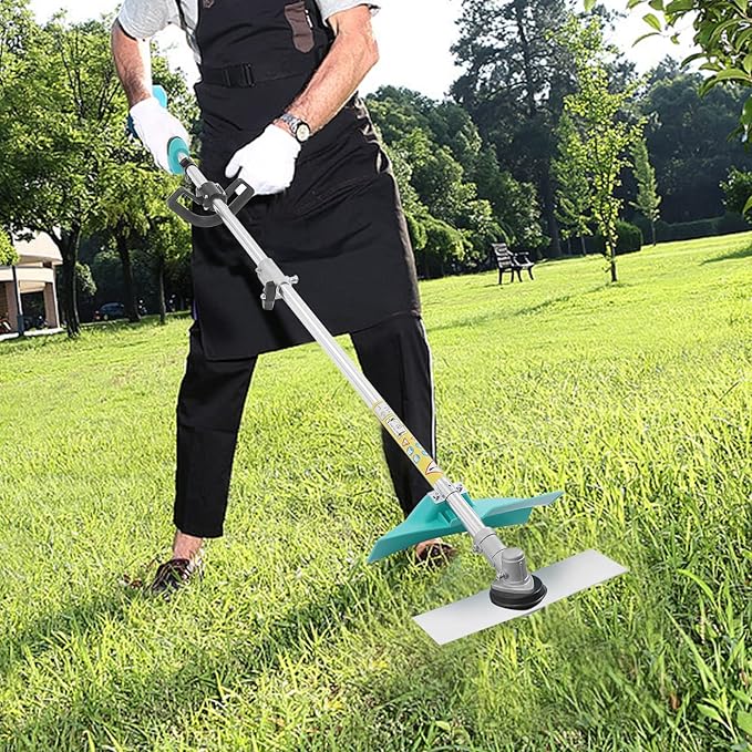 1300W Electric Cordless Lawn Trimmer 24V 6Ah Battery Powered Weed Wacker Lightweight Powerful Portable Lawn Mower Handle Weeder Pruning Machine with Grass Shield,1.7M,11000 RPM Speed