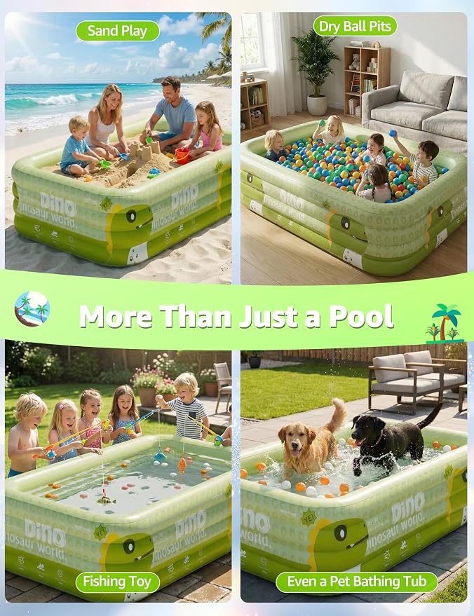 120" 4-Layer Thickened Inflatable Pool for Kids & Adults,Green | 120",4-Layer,0.32mm Thickened PVC,16Lbs,Swimming Pool for Family, pets,Backyard,Outdoor Summer