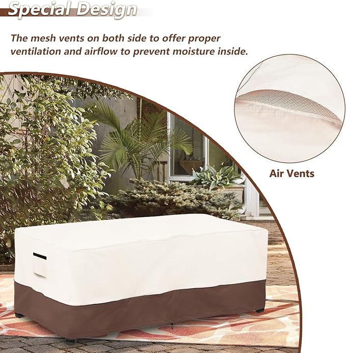 Outdoor Coffee Table Cover Waterproof - 600D Heavy Duty Outdoor Tables Cover,Patio Rectangular Side Table Covers,UV & Weather Resistant(24" Dx36 Lx16 H,Beige&Brown)