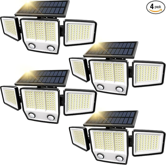 MDCMDCM Solar Motion Sensor Outdoor Lights Waterproof - 3000LM 3 Modes Security Lights Outdoor 270° Illumination IP65 LED Solar Flood Wall Light for Garden Yard Patio Pathway