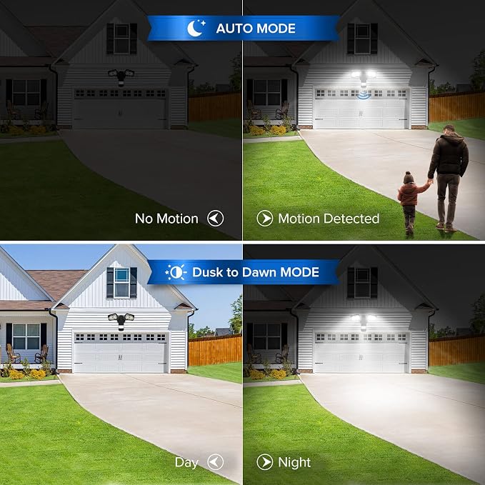 SANSI Eco Series 18W 1800LM LED Motion Sensor Outdoor Lights, Energy Saving Security Light, 200W Equiv. 5000K Dusk to Dawn Flood Light, 50,000 Hours Lifespan, IP65 Waterproof for Yard, Doorway, Black | 200W Equiv. Daylight White Dusk to Dawn Wide Angle...