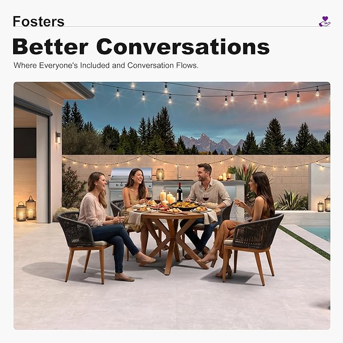 PURPLE LEAF 5 Pieces Outdoor Round Dining Set Oversized Aluminum Rattan Wicker Patio Furniture for Lawn Backyard Deck Brown