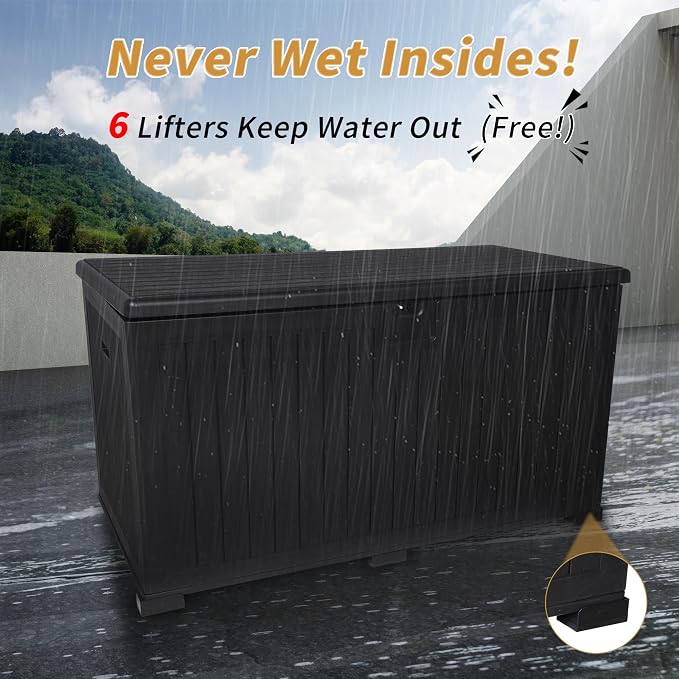 230 Gallon Resin Deck Box Outdoor Waterproof Storage with Lockable Lid for Patio Furniture Pool Accessories Garden Tools Extra Large 230-Gal Capacity