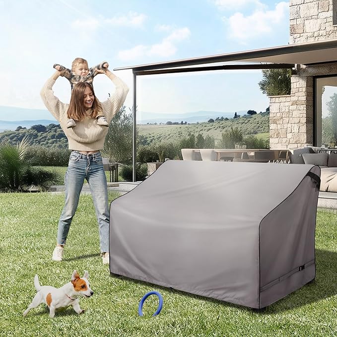 KylinLucky Waterproof Patio Loveseat Covers 78W x 33D x 33H inches,2-Seater Heavy Duty Outdoor Furniture Sofa Cover Cloudy Grey