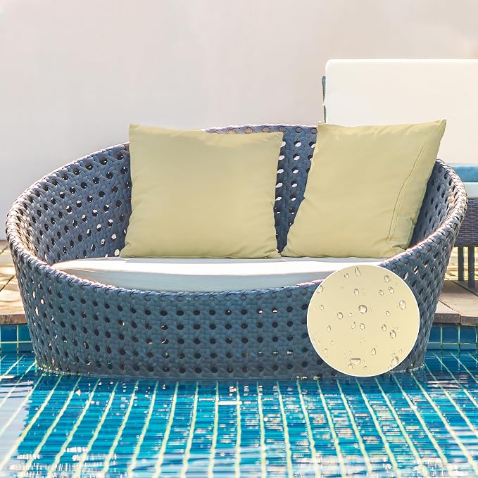 A1 HOME COLLECTIONS A1HC Luxurious Outdoor Waterproof Pillow Covers 22x22 Inches (Pack of 2, Pale Leaf), Throw Pillow Covers for Pool Areas, Garden, Sofa, Chairs, Beds, Tent, Patio