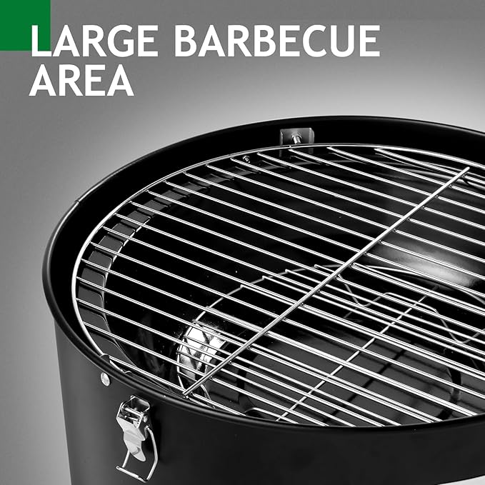 Heavy Duty Double Layer Round BBQ Grill,3-in-1 Vertical Steel Charcoal Smoker, 18 Inch Multi-Layer Charcoal BBQ Smoker Grill,Idea for Parties, Backyard, Barbecues