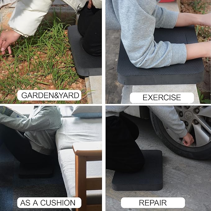 2pcs Premium Thick Kneeling Pad，Knee Pads for Gardening 18x11 Inch Gardening Tools Outdoor Cushions,Gardening Gifts for Women&Baby Bath Essentials (EVA-Soft, Black)