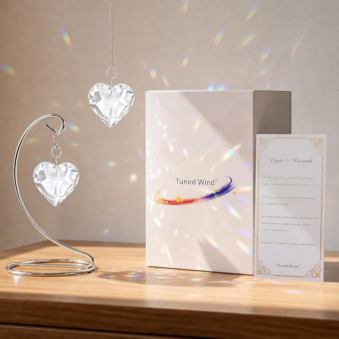 Memorial Gifts for Loss of Loved One, Hanging Heart Crystal Suncatcher