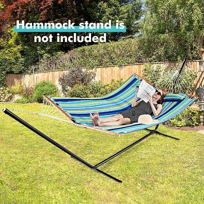 Portable Blue-Green Beech Wood Foldable Hammock with Detachable Pillow for Patio/Balcony 55.5x75in, 265lb Capacity Contemporary