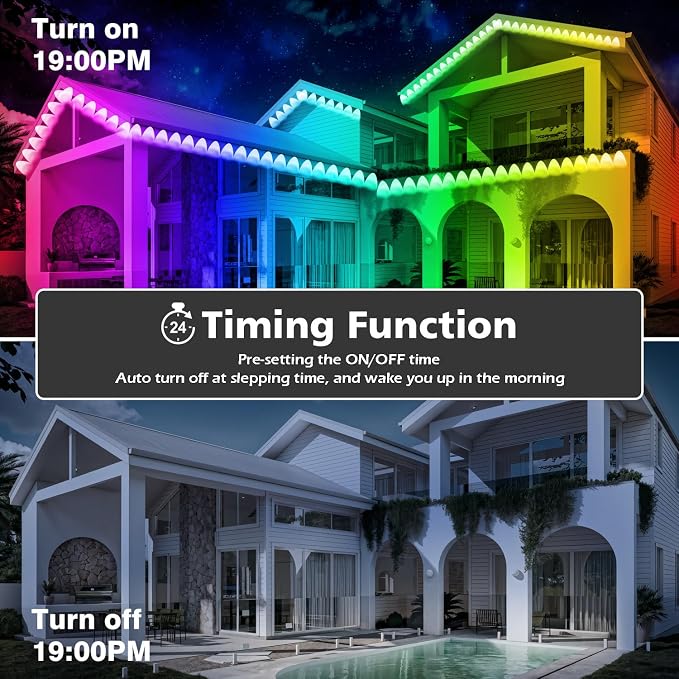 FBZ 300FT Permanent Outdoor RGB Lights - IP67 Waterproof with Smart App Control Remote,DIY Scene Modes, Music Synchronization,Eaves Lights for Garden Decor,Deck,Christmas