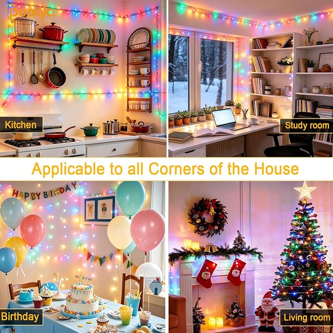 500 LED Colorful Christmas Lights Outdoor String Lights, 164 ft | Green Wire Waterproof Twinkle Fairy Lights with Timer, 8 Modes Connectable String Lights Indoor Bedroom Classroom Decorations