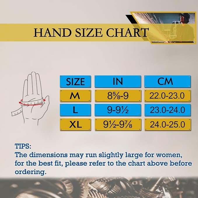 HANDLANDY Leather Gardening Gloves, Leather Work Gloves for Men Women | Durable Utility Men Women Garden Yard Working Glove, for Landscaping, Mechanic, Construction, Driving, Farming, Ranching