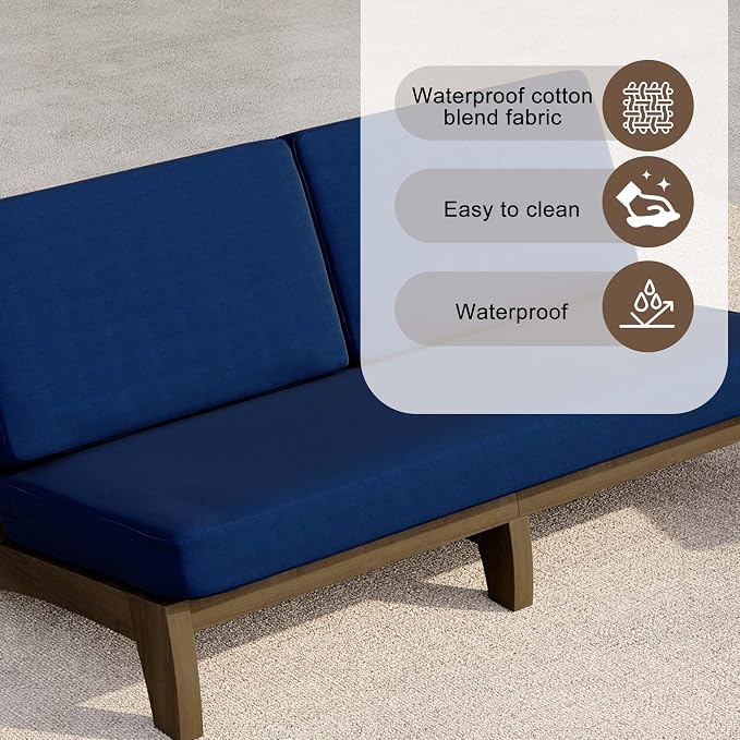 4 Pieces Patio Furniture Sets, All-Weather Outdoor Wood Bistro Set Patio Conversation Coffee Table Chiars and Patio Loveseat for Balcony, Backyard