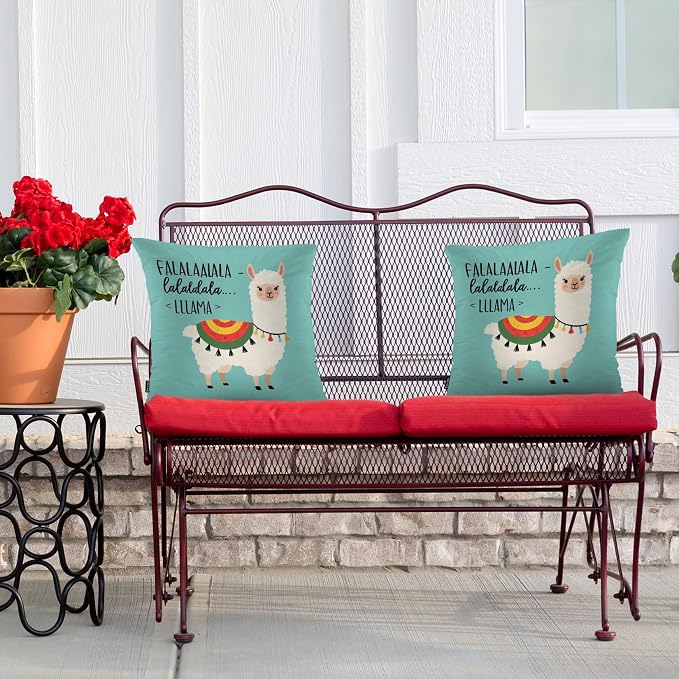 Swono Llama Cozy Pillowcases, Funny Alpaca Llama Falala Decorative Throw Pillow Covers, Outdoor, Office, Sofa, Car, Picnic, 18" x 18", 2 Pack