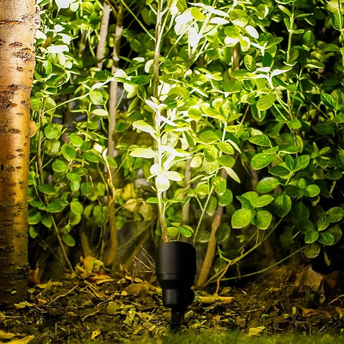GOLDEN STAR 3W Spot Lights Outdoor LED Lighting Low Voltage Landscape Lights 200Lumen 3000K Warm White Spotlights with Metal Stake & Connector for Lawn Decorative Yard Tree Garden 8401-2604-G02