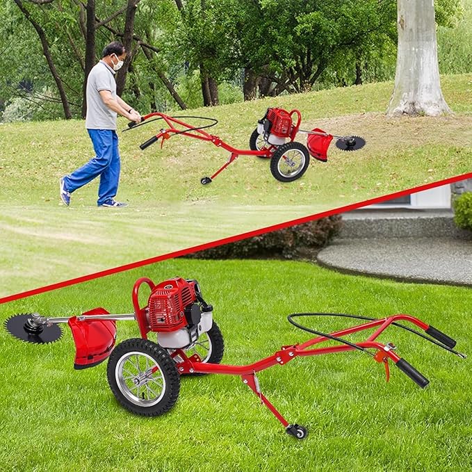 49CC 2-Stroke Gas Mower Grass Trimmer for Garden,Hand Push Weeding Machine Grass Cutter Garden Tool,Portable Multifunction Gas Brush Cutter String Trimmer for Yard