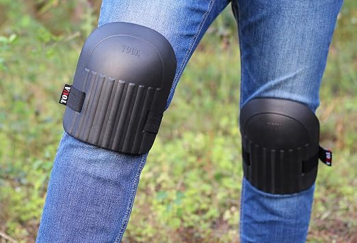 TOUA Gardening Knee Pads Lightweight Waterproof Foam Kneepads with Soft Inner Layer, Unisex-Adult, Easy Fit & Clean with Adjustable Straps for Home, Work, Garden, Cleaning, Flooring, Construction Work(Black)