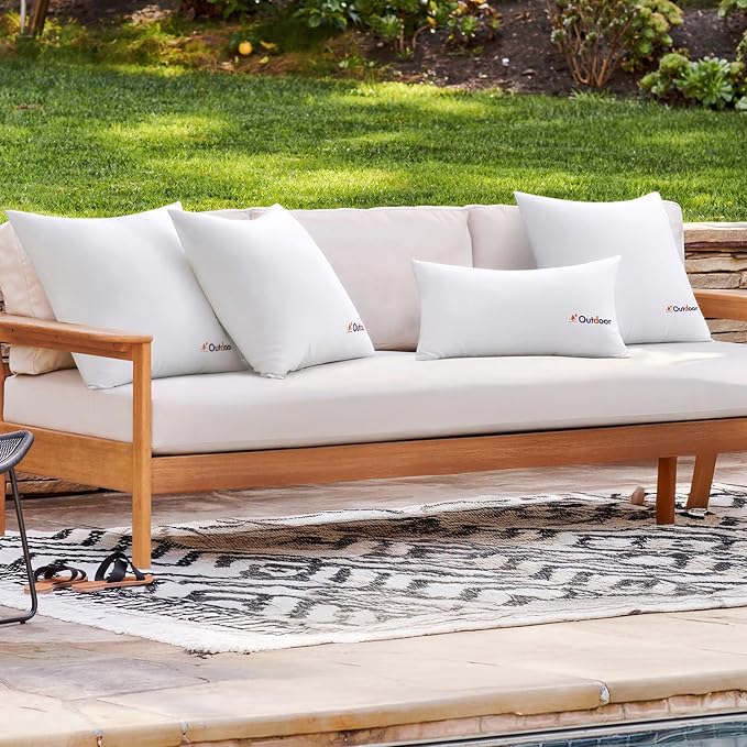 MIULEE Set of 4 Decorative Outdoor Pillows with Printed Pattern 18x18 | Decorative Water Resistant Pillow Cushion for Patio and Garden