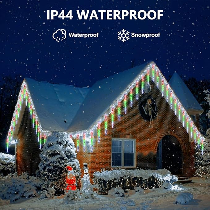 Brightown Color Changing Icicle Lights Outdoor 32.8FT 20 Tubes 100 LED Smart Christmas Lights, 39 Color Modes Waterproof Connectable Icicle Indoor Decoration for Tree Patio Roof Holiday, Smart
