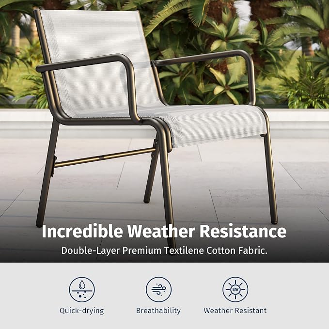 East Oak 4 Seats Outdoor Furniture Set, Waterproof Patio Furniture Set, Patio Loveseat with Coffee Table for Garden or Porch, 4-Piece Patio Conversation Sets for Balcony in Grey