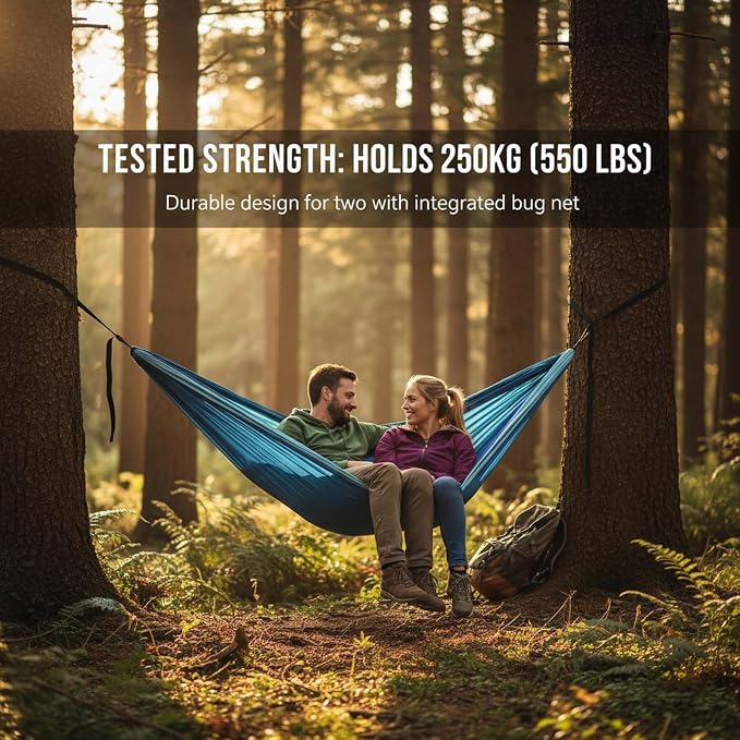YSUEFIJO Camping Hammock with Mosquito Net, Outdoor Hammock for Travel Or Garden, Foldable Hanging Hammock Comfortable for Resting, Easy to Carry, Weight Capacity 250kg