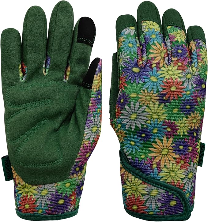 Cute Pattern Gardening Gloves,Thornproof Garden Glove,Gardener Gift | Gardening Gifts for Women,Touchscreen,Tender Thornproof,Cute Pattern,Protection Palm,Machine Washable,Adjustable Cuff