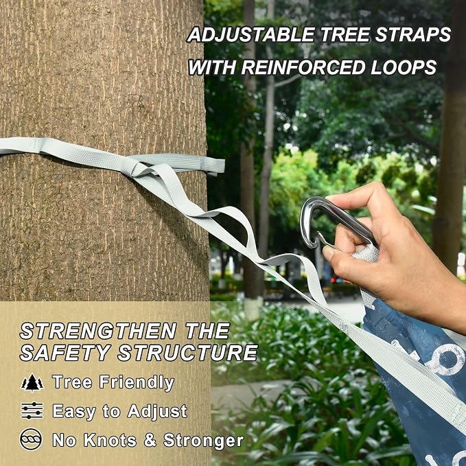 Camping Hammock Outdoor Hammocks for Outside Nautical Seafaring Beach Trees Portable Lightweight with Pockets Tree Straps Indoor Small