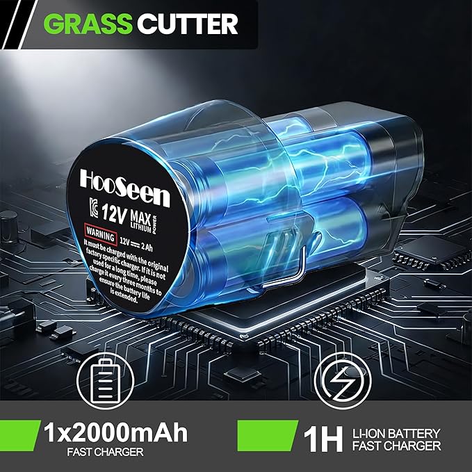Cordless Weed Wacker, Grass Trimmer with 3 Types Blades and 2.0Ah Li-Ion Battery Powered,12V Electric Weed Trimmer/Edger for Garden Yard Work and Lawn Care