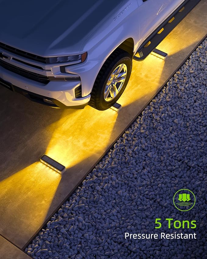 DetarZinLED Solar Step Lights for Outside 8 Pack, 12 LEDs 2-Sided Illumination Solar Stair Lights Outdoor IP68 Waterproof,Auto On/Off Deck Lights Solar Powered for Patio,Yard,Path,Walkway (Warm White)