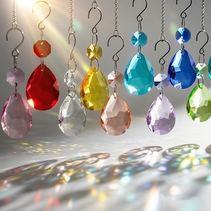 10pcs Yellow Bauhinia Crystal Suncatcher Chandelier Prisms Decor | K9 Crystal Glass Bauhinia Prisms 3 Inch with Hooks Window Wedding Party Chandelier DIY Decor Rainbow Maker Gift for Women Mom