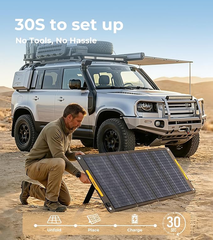 Lipower 200W Portable Solar Panel for Power Station, IP68 Waterproof, 25% High Efficiency ETFE Monocrystalline, Adjustable Kickstands, 200Watt Foldable Solar Charger for Generator,RV,Camping,Off Grid