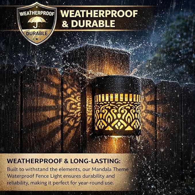 Decorative Solar Mandala Lights, 2026 New Mandala Solar Lights Outdoor, Mandala Theme Waterproof Fence Light, Shadow Projection Landscape Lighting for Backyard,Patio,Walkway,Lawn,Porch Decor (#A,1)