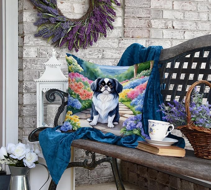 Caroline's Treasures Japanese Chin Spring Path Throw Pillow Machine Washable, Indoor Outdoor Decorative Pillow for Couch, Bed or Patio, 18Hx18W