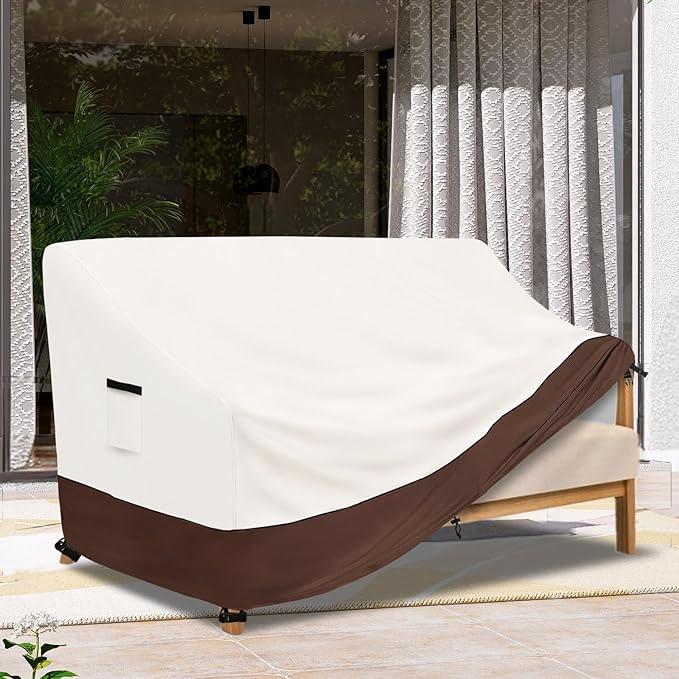 Outdoor Couch Cover,Heavy-Duty Waterproof Outdoor Sofa Cover,All-Weather Patio Furniture Covers for Loveseats & Benches (Beige,Fits 76" W x 32.5" D x 33" H)