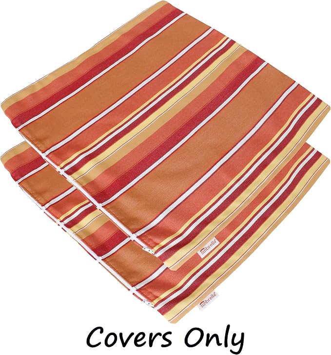 Outdoor/Indoor Sunbrella Throw Pillow Cover Only Square Set of 2 Pieces 20 inch x 20 inch Dolce Mango Stripe - Insert Not Included, Orange