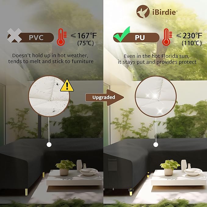 iBirdie Outdoor Sectional Cover fit 90 x 90 inch, 89 x 89, 88 x 88, 87 x 87 L-Shaped Patio Sofa Waterproof Weatherproof 600D Heavy Duty Garden Furniture Cover for Outside L Shape Couch