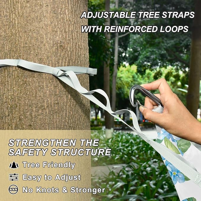 Camping Hammock Outdoor Hammocks for Outside Forget-me-not Flower Beach Trees Portable Lightweight with Pockets Tree Straps Indoor