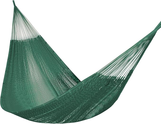 PNAEUT Handwoven Mayan Hammock, Thick Soft Rope Double Hammock for Outdoor Outside & Indoor, 600 lbs Capacity Heavy-Duty, Includes Tree Straps, Carabiners & Carrying Bag (Forest Green, X-Large)
