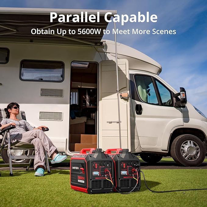AMERISUN 3800-Watt Portable Inverter Generator, Quiet Technology, RV Ready 30A Outlet, Camping, Home use