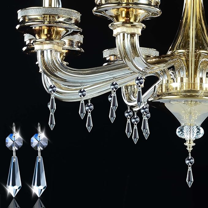 Premium Clear Crystal Glass Drops 2.4" -Multi Purpose Bluk Crystal Beads Hanging Prisms for Holiday Party/Home/Window Decoration/Chandelier Replacement Parts (M-100pcs)