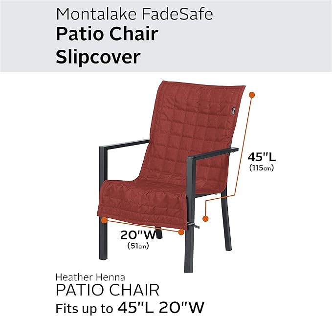 Classic Accessories Montlake Water-Resistant 45 Inch Patio Chair Slipcover, Heather Henna, Patio Furniture Covers