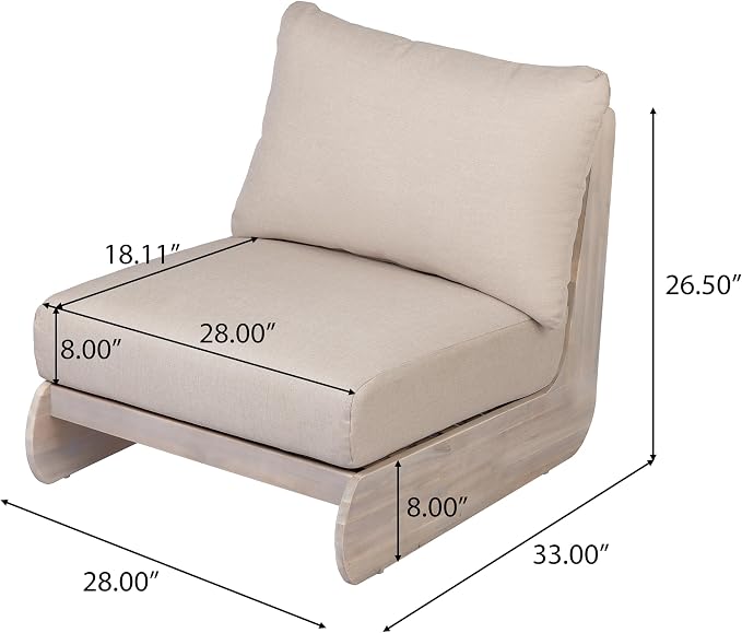 Christopher Knight Home Isabel 5-Seater Outdoor Patio Furniture Set with Cushions, Acacia Wood Patio Conversation Set with 3-Seater Sofa & Club Chairs, 3 Piece Sectional Sofa Set, Light White + Sand